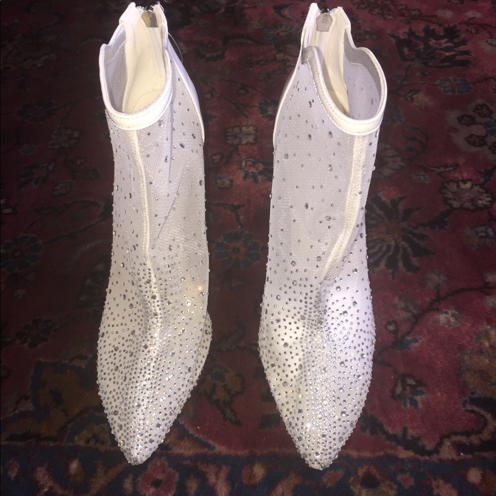 BRAND NEW WHITE MESH with rhinestone bootie
